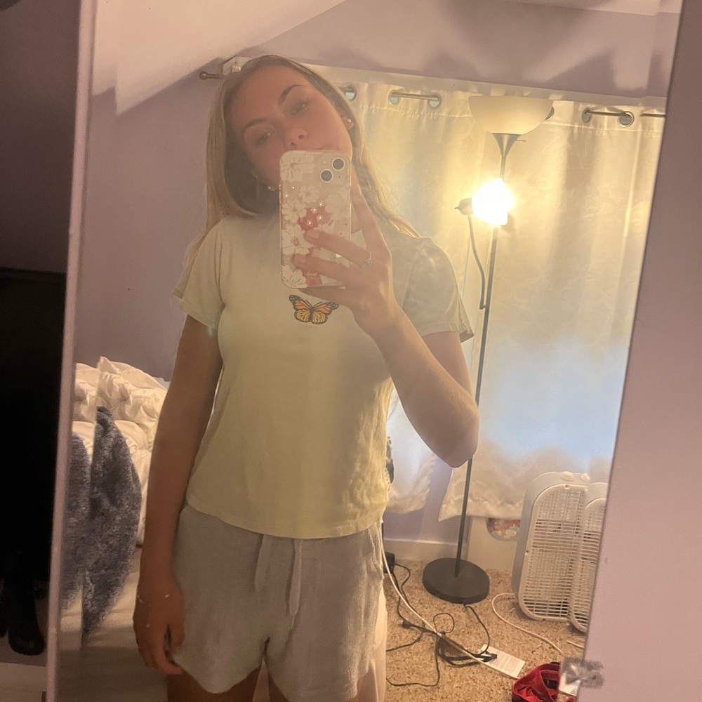 Brandy Melville green butterfly t-shirt